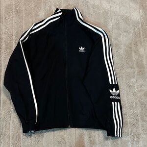 Boys Sz Xs Adidas Men's Black Windbreaker with White Stripes